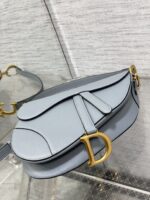 Dior Saddle Bag in Deep Grey-Blue Gold Hardware - Image 6