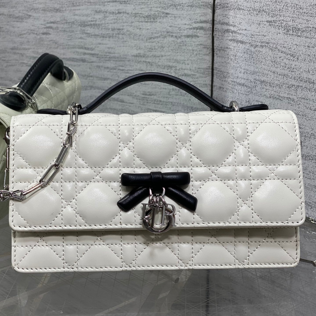 1-1-1.png Dior My Dior Mini Bag in white and black lambskin - Image 1