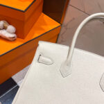 HN 30CM WHITE TOGO LEATHER SILVER HARDWARE - Image 5