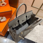 HN 30CM GREY SWIFT LEATHER GOLD HARDWARE - Image 6