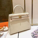 HN 25CM WHITE EPSOM LEATHER GOLD HARDWARE