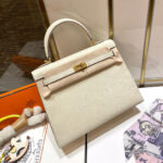 HN 25CM WHITE EPSOM LEATHER GOLD HARDWARE - Image 5