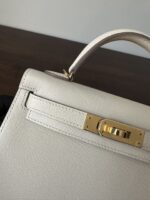 HM KELLY MINI 20 WHITE CHEVRE GOLD HARDWARE - Image 5