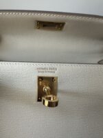 HM KELLY MINI 20 WHITE CHEVRE GOLD HARDWARE - Image 7