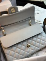 CHANEL FLAP BAG 25CM GOLD HARDWARE GREY CAVIAR - Image 8