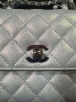 Chanel Coco Handbag Leather Light Grey Woman’s 23cm - Image 7
