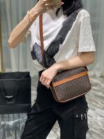 Saint Laurent  Canvas Smooth Calfskin Le Monogramme Camera Bag Chestnut - Image 6