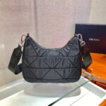 HOBO BAG 24 IN BLACK TRIANGULAR QUILTED PATTERN RE-NYLON - Image 3