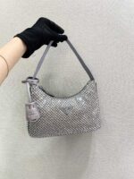 SPARKLING HOBO BAG 23 IN SILVER NYLON ATTACHED FULLY CRYSTALS - Image 2