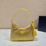 SPARKLING HOBO BAG 23 IN YELLOW NYLON ATTACHED FULLY CRYSTALS