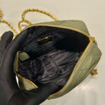 QUILTED HOBO BAG 19 IN PICKLE GREEN HANDMADE NYLON GOLD HARDWARE - Image 2