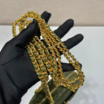 QUILTED HOBO BAG 19 IN PICKLE GREEN HANDMADE NYLON GOLD HARDWARE - Image 3