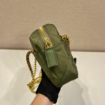 QUILTED HOBO BAG 19 IN PICKLE GREEN HANDMADE NYLON GOLD HARDWARE - Image 6