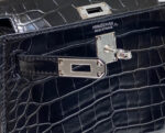 HN MINI KELLY IN BLACK CROCODILE SKIN SILVER HARDWARE - Image 5