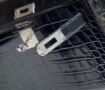 HN MINI KELLY IN BLACK CROCODILE SKIN SILVER HARDWARE - Image 6