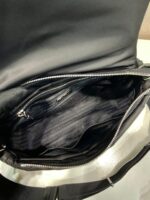 MEDIUM FLAP BAG 24 IN BLACK TRIANGULAR QUILTED PATTERN RE-NYLON - Image 4