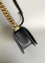 CHANEL SMALL BOY BAG 20 IN BLACK LAMBSKIN GOLD HARDWARE - Image 8