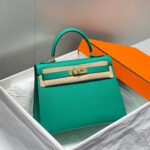 HN 28CM IN VERT VERTIGO EPSOM CALFSKIN GOLD HARDWARE
