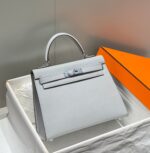 HN 28CM IN GRIS PERLE EPSOM CALFSKIN PALLADIUM HARDWARE - Image 2