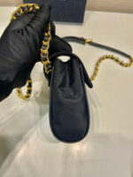 MINI QUILTED FLAP BAG 14 IN BLACK RE-NYLON FABRIC GOLD CHAIN - Image 3