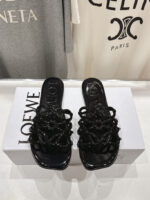 Loewe Leather Petal Anagram Slides in Black - Image 5
