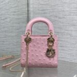 Christian Dior Mini Lady Dior bag in Pink ostrich leather