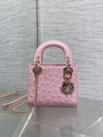 Christian Dior Mini Lady Dior bag in Pink ostrich leather