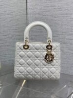 Dior Medium Lady Bag in White Gold Hardware - Image 2