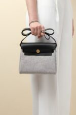 HN Herbag Mini in Ecru/Black gold hardware - Image 2