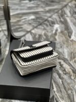 Saint Laurent Cotton Canvas Striped Vintage Calfskin Monogram Medium Niki Chain Satchel - Image 4