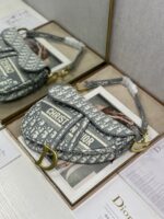 Christian Dior Saddle Bag in grey Oblique embroidered - Image 2
