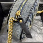 Saint Laurent YSL Women Vinyle Round Camera Bag in Chevron-Quilted Denim and Suede - Image 4