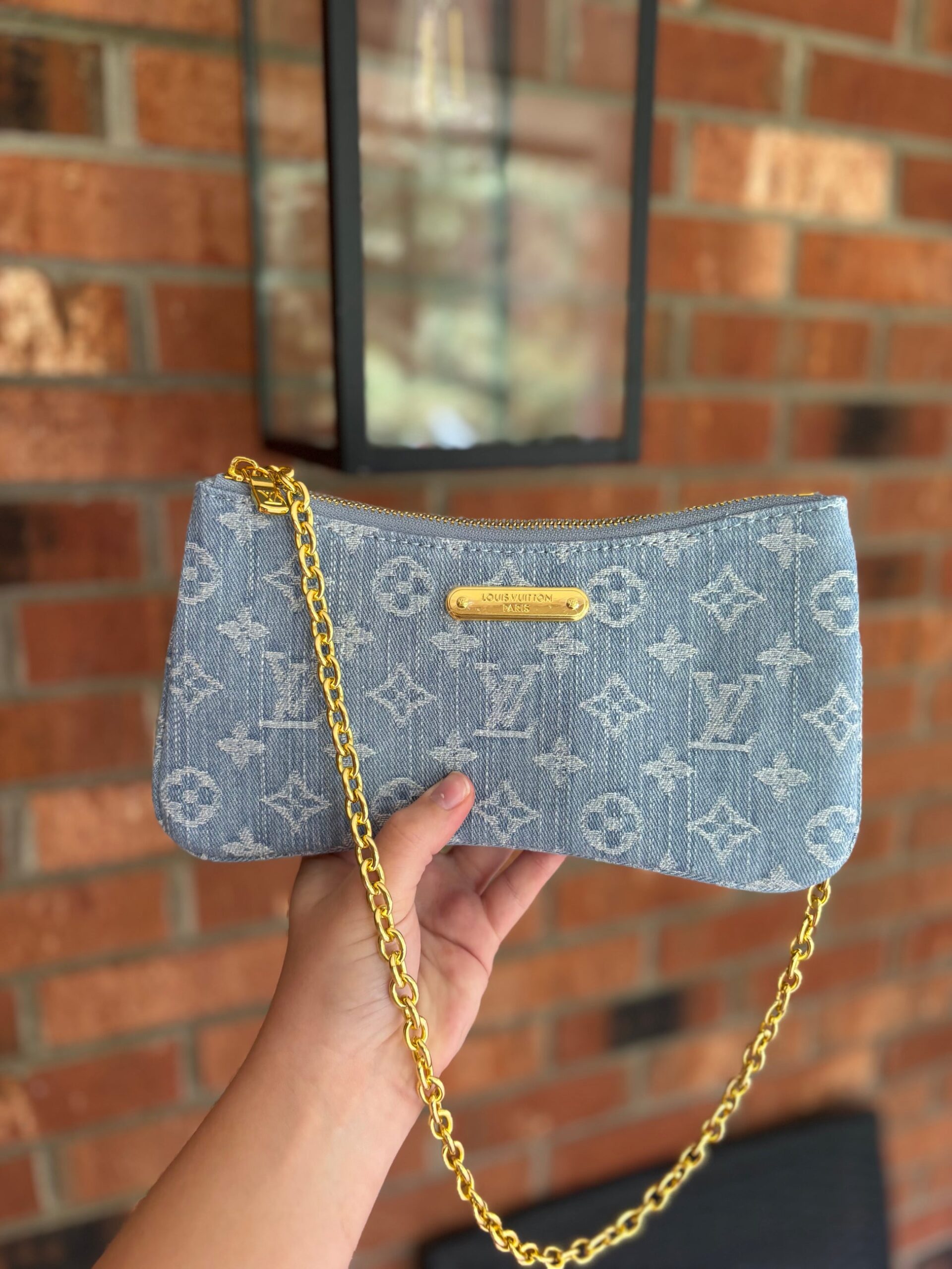38754D6D-FF2F-476B-B265-E0368BCACE9F.jpg Louis Vuitton Liv Pochette in Blue Denim - Image 1