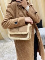 Saint Laurent Medium Niki Shoulder Bag in Tan/Cream Nubuck and Shearling Brown Beige - Image 6