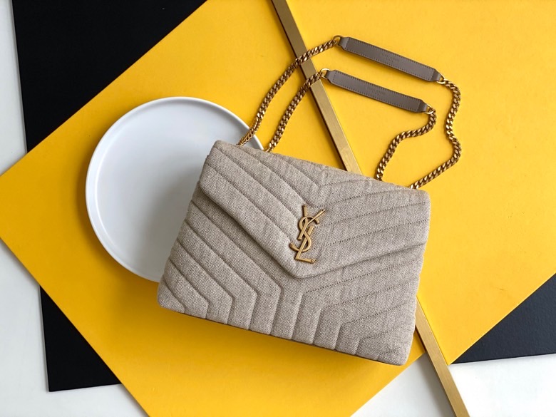 43451067.jpeg Saint Laurent Beige Suede Y Quilted Monogram - Image 1