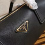 Prada Black Medium leather top-handle bag with padlock - Image 4