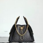Chanel 25cm Black Denim Bag with Gold Hardware