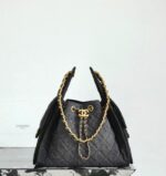Chanel 25cm Black Denim Bag with Gold Hardware