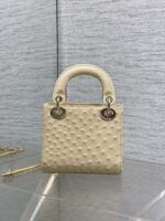 Christian Dior Mini Lady Dior bag in Beige ostrich leather - Image 3