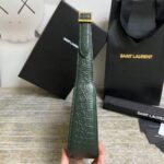 SAINT LAURENT Le 5 À 7 Green Crocodile-effect Leather Shoulder Bag In Dark Green - Image 4