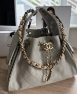Chanel Small 25 Grey with Gold Hardware