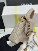 Chanel Beige Leather Small Top Handle Flap Bag - Image 4