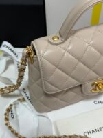 Chanel Beige Leather Small Top Handle Flap Bag - Image 3