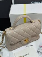 Chanel Beige Leather Small Top Handle Flap Bag - Image 2