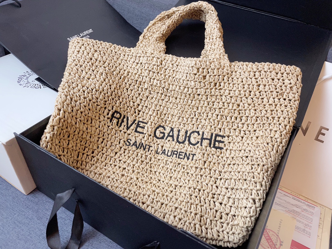 5a6f40b9.jpeg Saint Laurent Rive Gauche Linen Tote Bag - Image 1