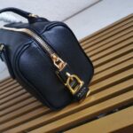 Prada Black Medium leather top-handle bag with padlock - Image 2