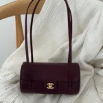 Chanel Preppy Coco Small Bowling Bag in Burgundy