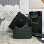 SAINT LAURENT Le 5 À 7 Green Crocodile-effect Leather Shoulder Bag In Dark Green - Image 2