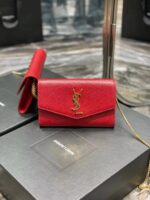 Saint Laurent Grain De Poudre Uptown Chain Wallet White - Image 3