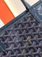 Goyard Navy Blue Goyardine Coated Canvas and Leather Saint Louis PM Tote - Image 4